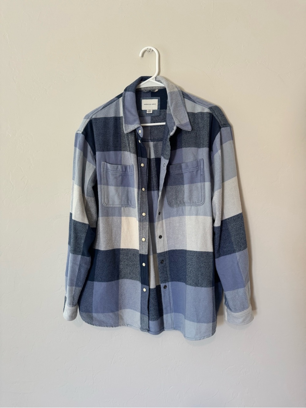 Blue Plaid Button-Up Shirt Jacket